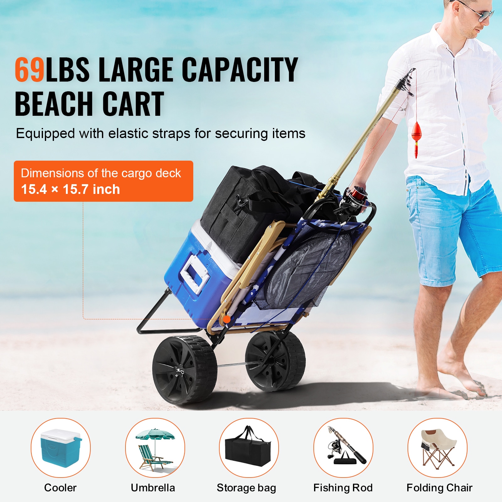 Heavy Duty Beach Dolly With Large Wheels For Sand And Gardening_voghion.com